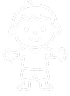 Stylized line drawing of a young child with his arms open